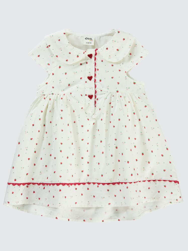 Civil Baby Çilek Empirme 6-18 Ay Elbise - Kırmızı