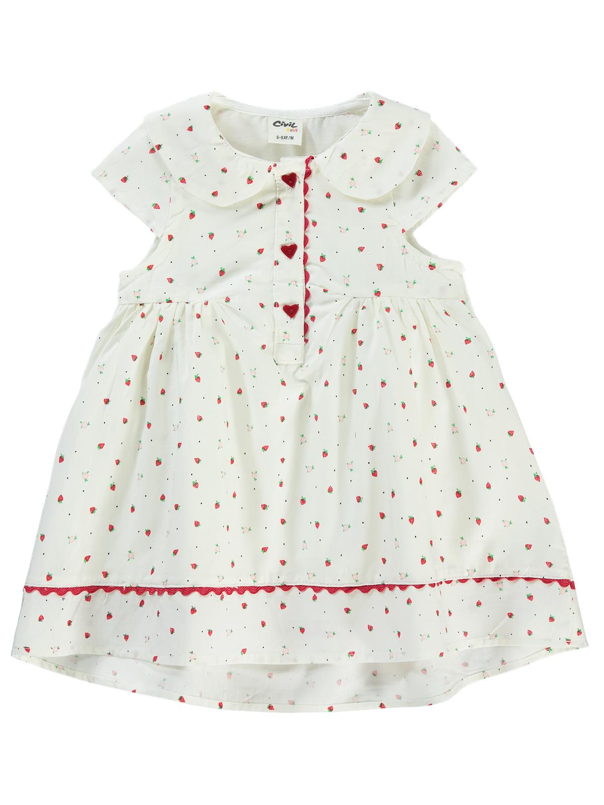 Civil Baby Çilek Empirme 6-18 Ay Elbise - Kırmızı