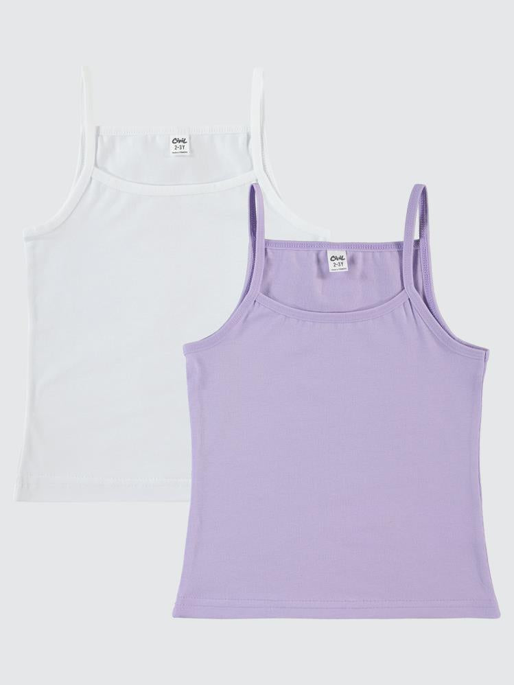 Civil Girls Lila-Beyaz Basic 2-10 Yaş 2'li Atlet St - Beyaz