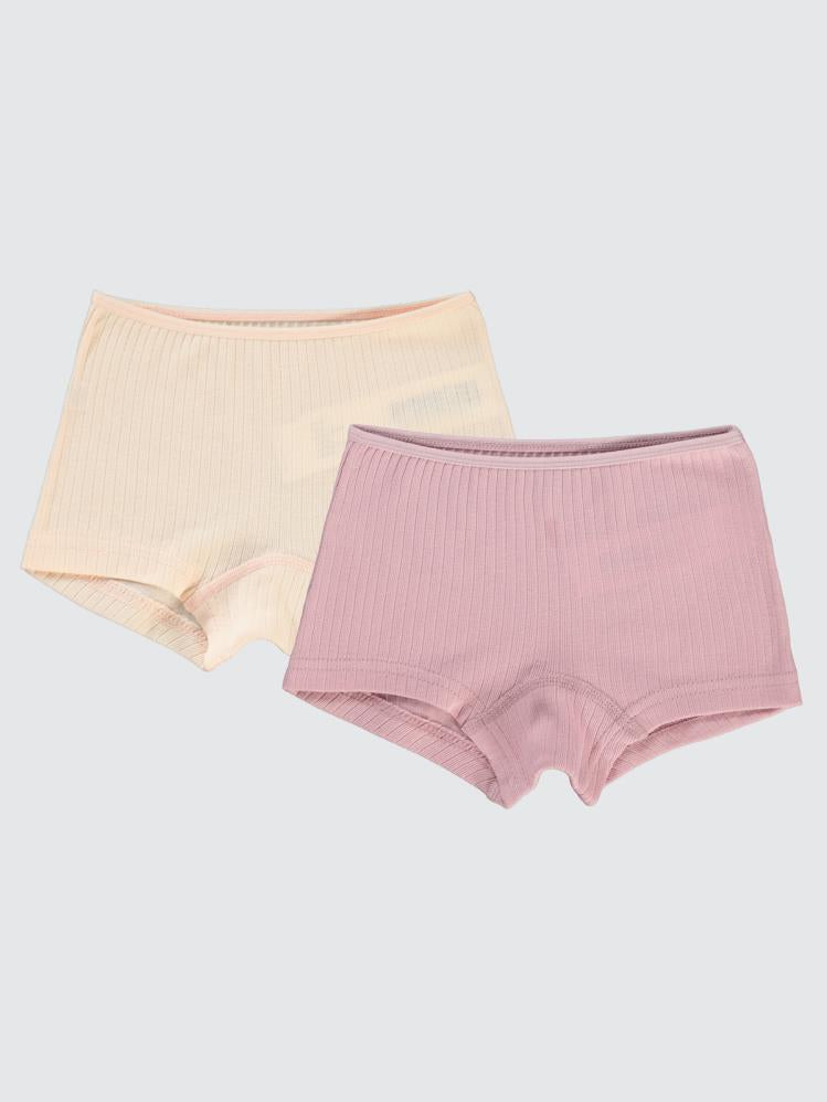 Civil Girls Gül-Somon Ribana Derbili 2-10 Yaş 2'li Boxer Set - Pembe