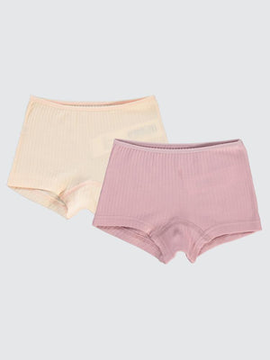 Civil Girls Gül-Somon Ribana Derbili 2-10 Yaş 2'li Boxer Set - Pembe