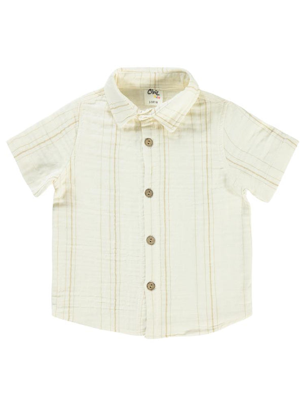Civil Baby Çizgili Yakalı Müslin 6-18 Ay Gömlek - Kahverengi