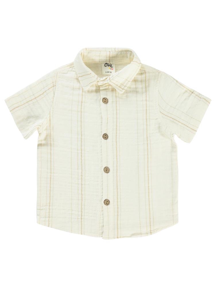 Civil Baby Çizgili Yakalı Müslin 6-18 Ay Gömlek - Kahverengi