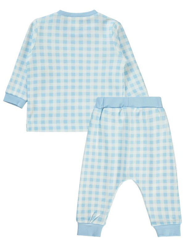 Civil Baby Ekoseli Empirme 6-18 Ay Takım - Bebe Mavi