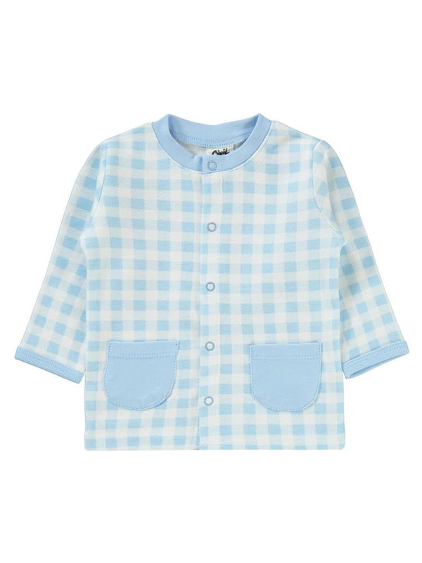 Civil Baby Ekoseli Empirme 1-6 Ay Pijama Takımı - Mavi