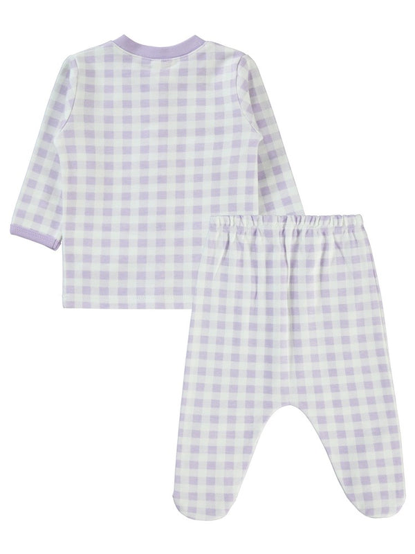 Civil Baby Ekoseli Empirme 1-6 Ay Pijama Takımı - Lila
