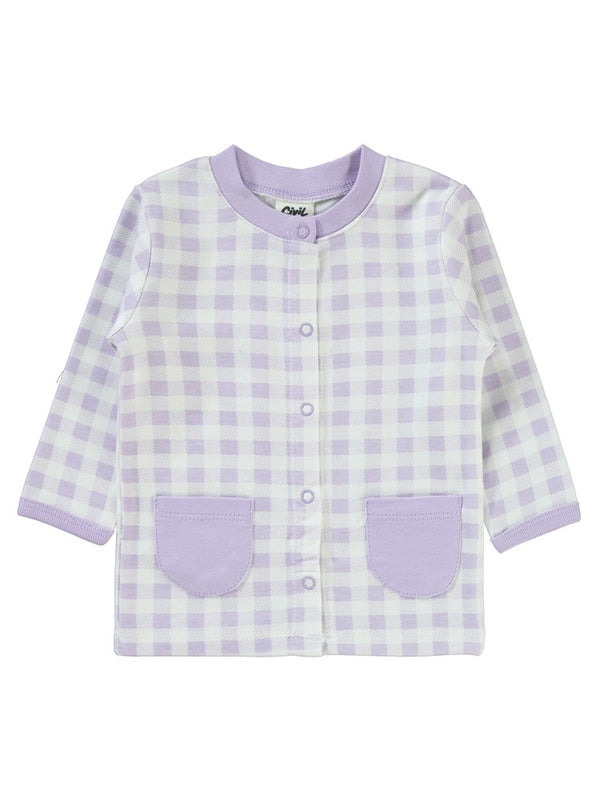 Civil Baby Ekoseli Empirme 1-6 Ay Pijama Takımı - Lila
