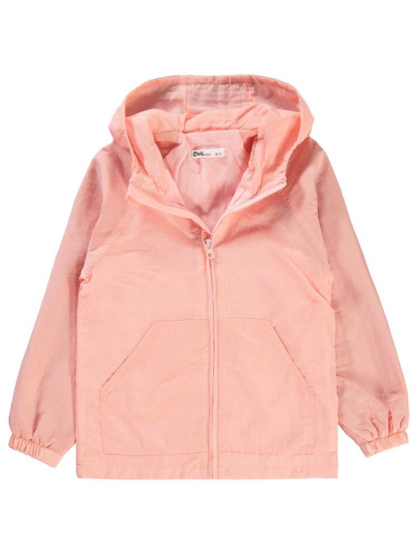 Civil Girls Kanguru Cepli 10-13 Yaş Yağmurluk - Pudra