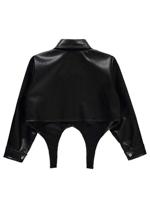 Civil Girls Önü Bağlamalı Deri 2-5 Yaş Gömlek - Siyah