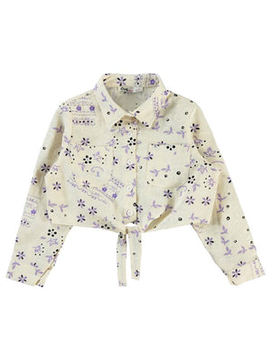 Civil Girls Çiçek Baskılı 6-9 Yaş Gömlek - Lila