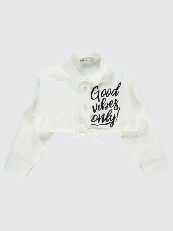 Civil Girls Good Vibes Only Baskılı 2-5 Yaş Gömlek - Beyaz