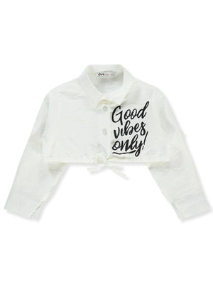 Civil Girls Good Vibes Only Baskılı 2-5 Yaş Gömlek - Beyaz