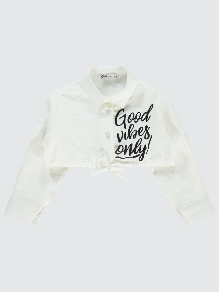 Civil Girls Good Vibes Only Baskılı 2-5 Yaş Gömlek - Beyaz