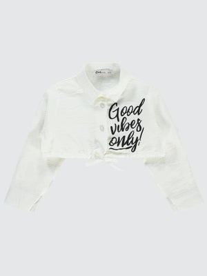 Civil Girls Good Vibes Only Baskılı 2-5 Yaş Gömlek - Beyaz