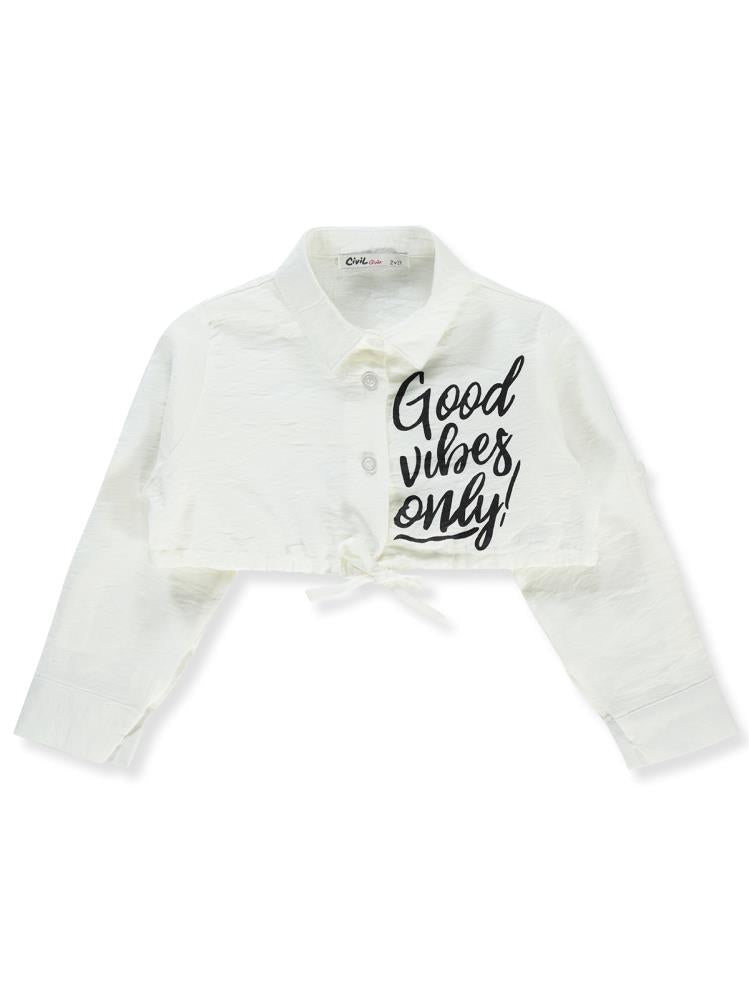 Civil Girls Good Vibes Only Baskılı 2-5 Yaş Gömlek - Beyaz
