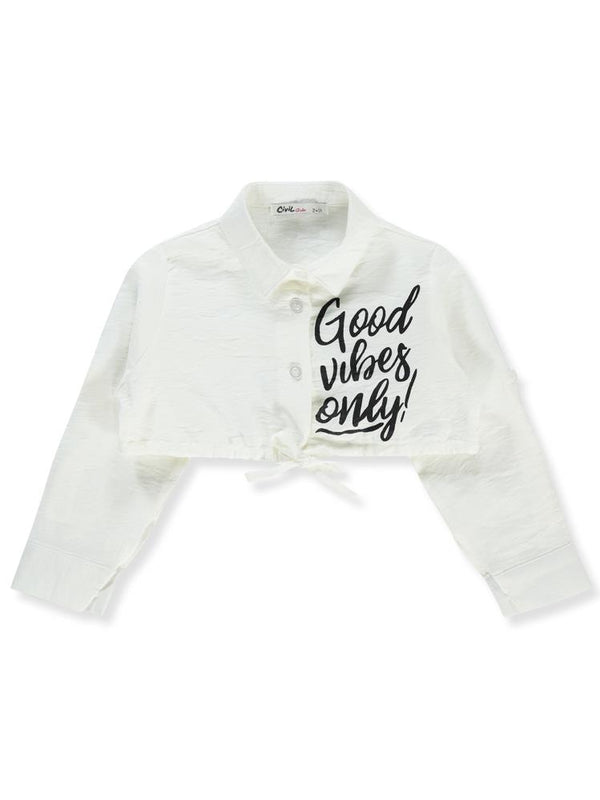 Civil Girls Good Vibes Only Baskılı 2-5 Yaş Gömlek - Beyaz