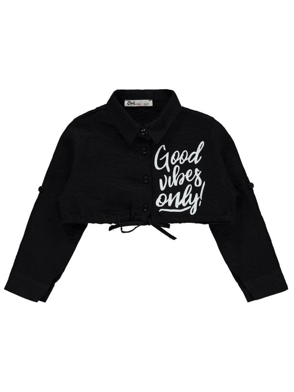 Civil Girls Good Vibes Only Baskılı 2-5 Yaş Gömlek - Siyah