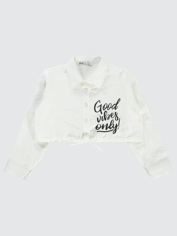 Civil Girls Good Vibes Only Baskılı 10-13 Yaş Gömlek - Beyaz