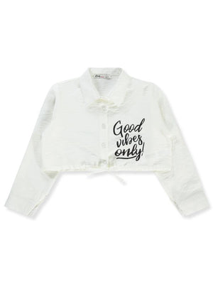 Civil Girls Good Vibes Only Baskılı 10-13 Yaş Gömlek - Beyaz