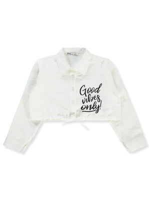 Civil Girls Good Vibes Only Baskılı 6-9 Yaş Gömlek - Beyaz