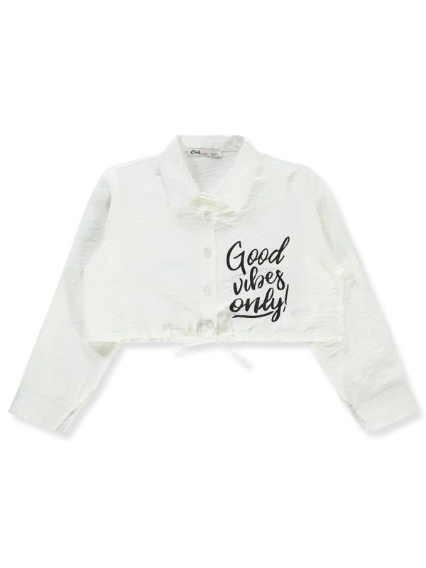 Civil Girls Good Vibes Only Baskılı 10-13 Yaş Gömlek - Beyaz