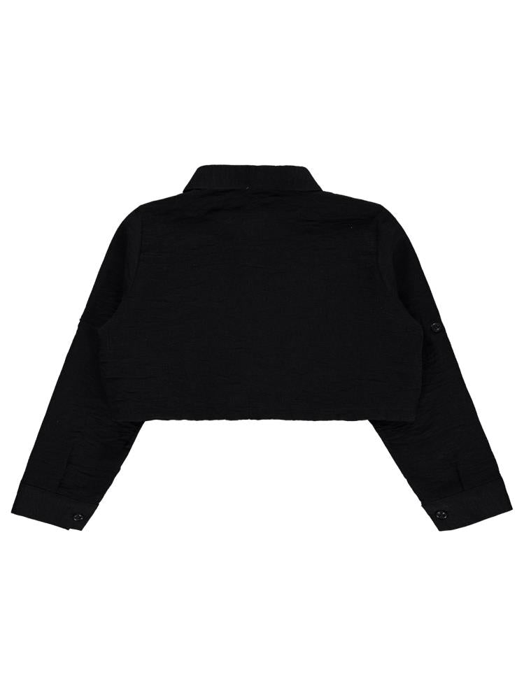 Civil Girls Good Vibes Only Baskılı 6-9 Yaş Gömlek - Siyah