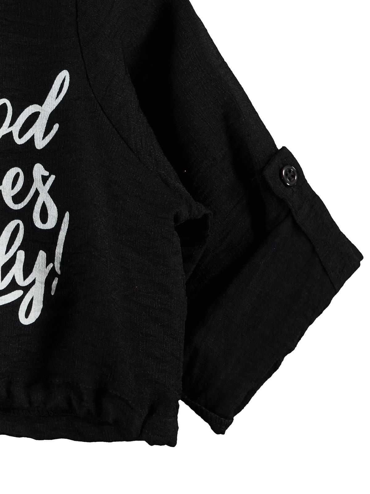 Civil Girls Good Vibes Only Baskılı 6-9 Yaş Gömlek - Siyah