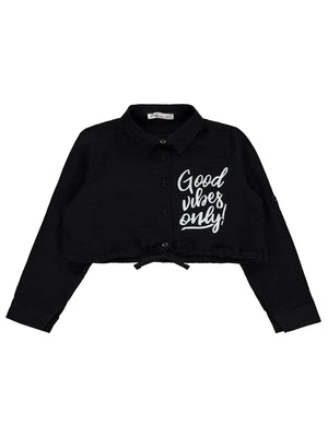 Civil Girls Good Vibes Only Baskılı 6-9 Yaş Gömlek - Siyah