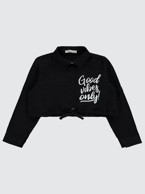 Civil Girls Good Vibes Only Baskılı 10-13 Yaş Gömlek - Siyah