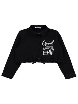Civil Girls Good Vibes Only Baskılı 6-9 Yaş Gömlek - Siyah