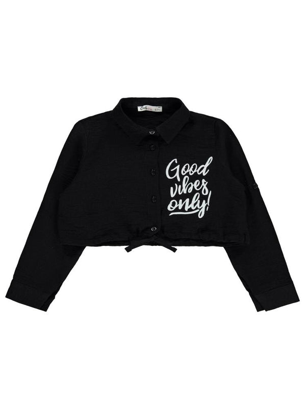 Civil Girls Good Vibes Only Baskılı 10-13 Yaş Gömlek - Siyah