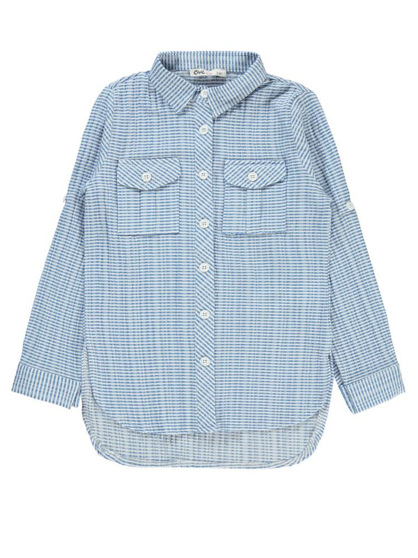 Civil Girls Düz Tişörtlü 6-9 Yaş Gömlek - Mavi