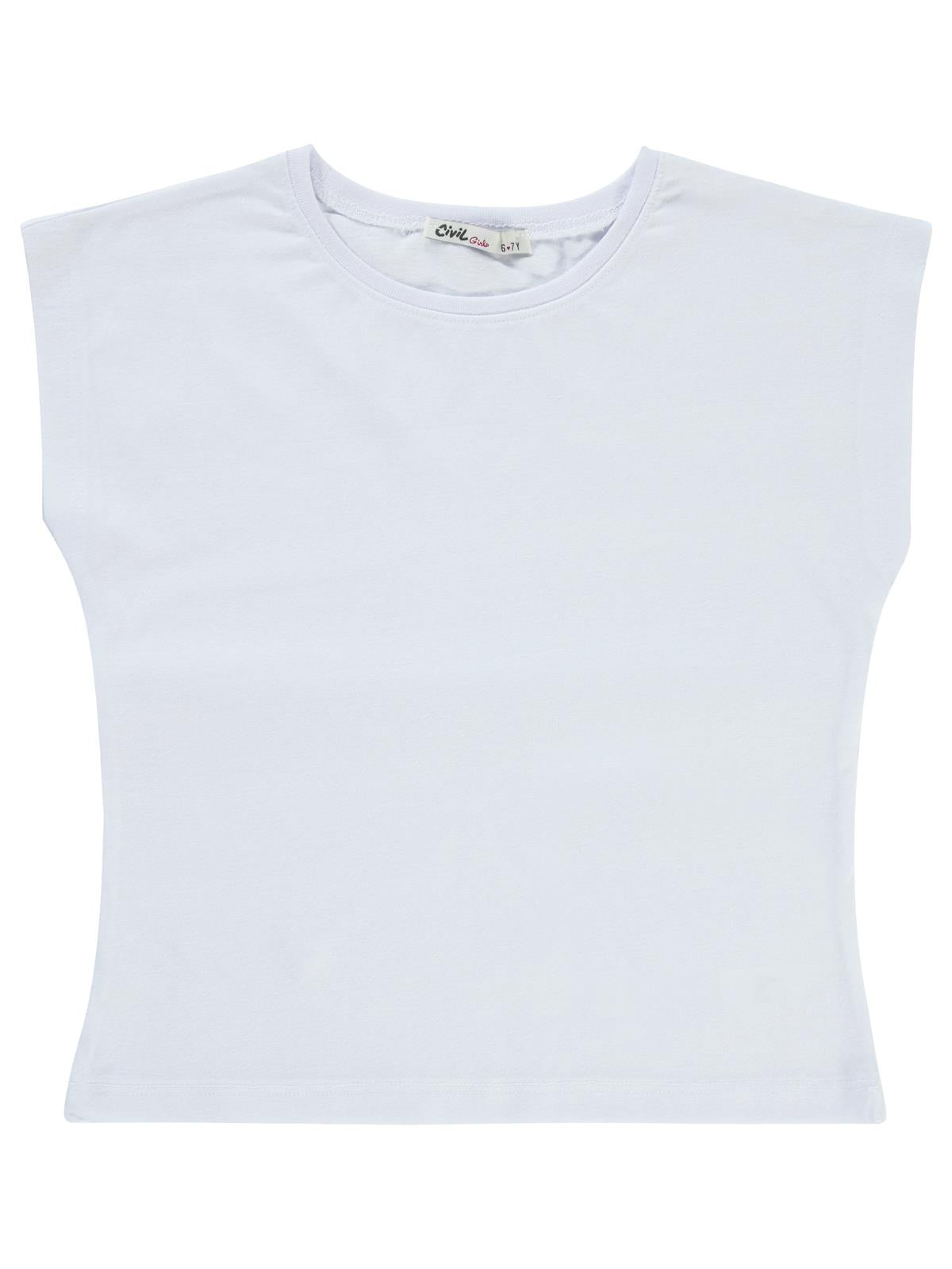 Civil Girls Düz Tişörtlü 6-9 Yaş Gömlek - Mavi