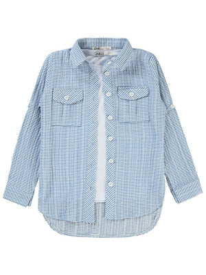 Civil Girls Düz Tişörtlü 6-9 Yaş Gömlek - Mavi