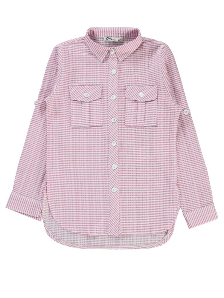 Civil Girls Düz Tişörtlü 6-9 Yaş Gömlek - Pembe
