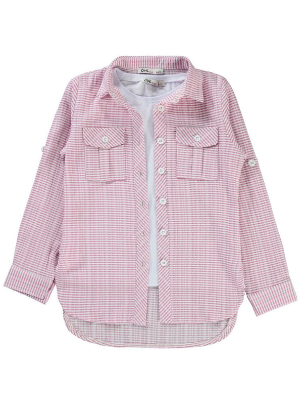 Civil Girls Düz Tişörtlü 6-9 Yaş Gömlek - Pembe