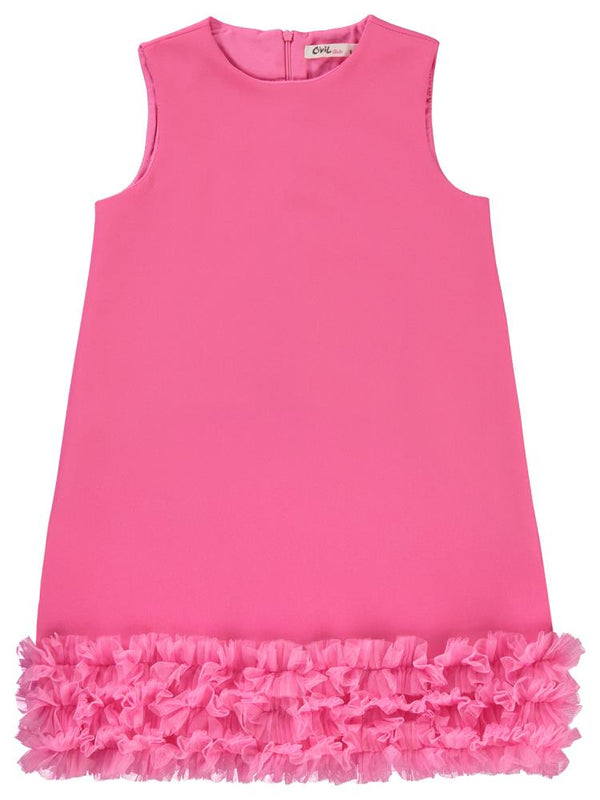 Civil Girls Eteği Fırfırlı 6-9 Yaş Elbise - Fusya