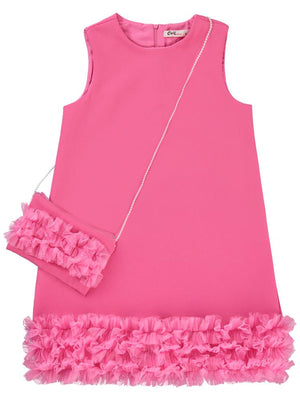 Civil Girls Eteği Fırfırlı 6-9 Yaş Elbise - Fusya