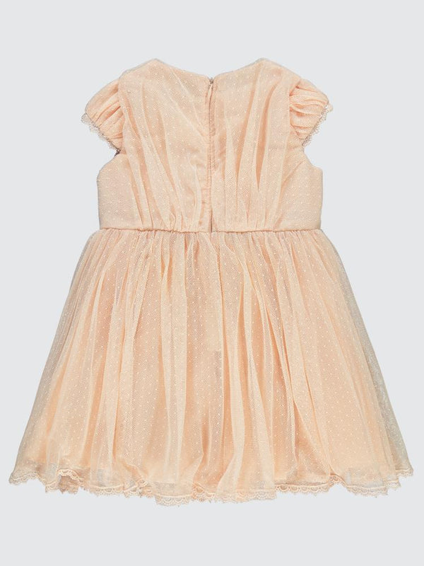 Civil Girls Çiçek Kemerli 2-5 Yaş Elbise - Pudra