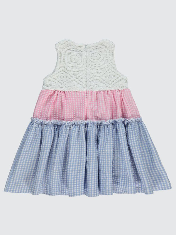 Civil Girls Robası Dantel Pitikareli 2-5 Yaş Elbise - Mavi