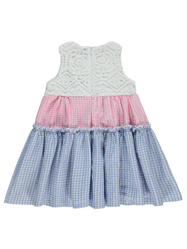 Civil Girls Robası Dantel Pitikareli 2-5 Yaş Elbise - Mavi