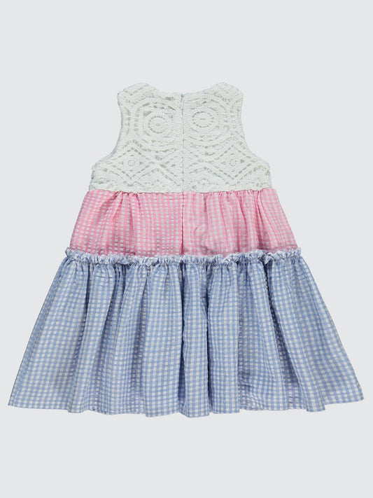 Civil Girls Robası Dantel Pitikareli 2-5 Yaş Elbise - Mavi