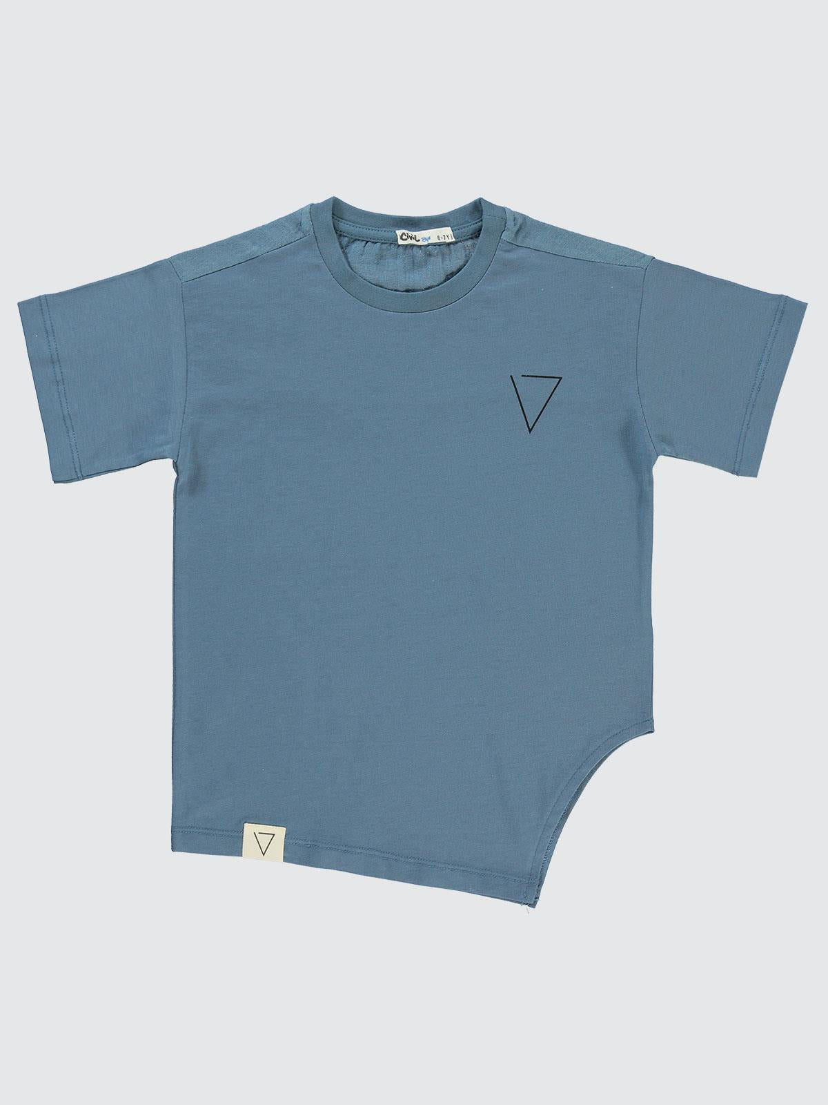 Civil Boys V Baskılı Asimetrik 6-9 Yaş Tişört - Mavi