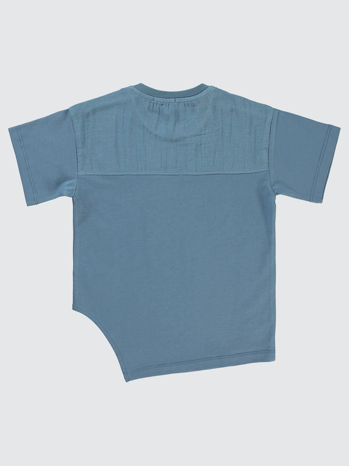 Civil Boys V Baskılı Asimetrik 6-9 Yaş Tişört - Mavi