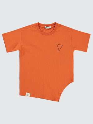 Civil Boys V Baskılı Asimetrik 6-9 Yaş Tişört - Turuncu