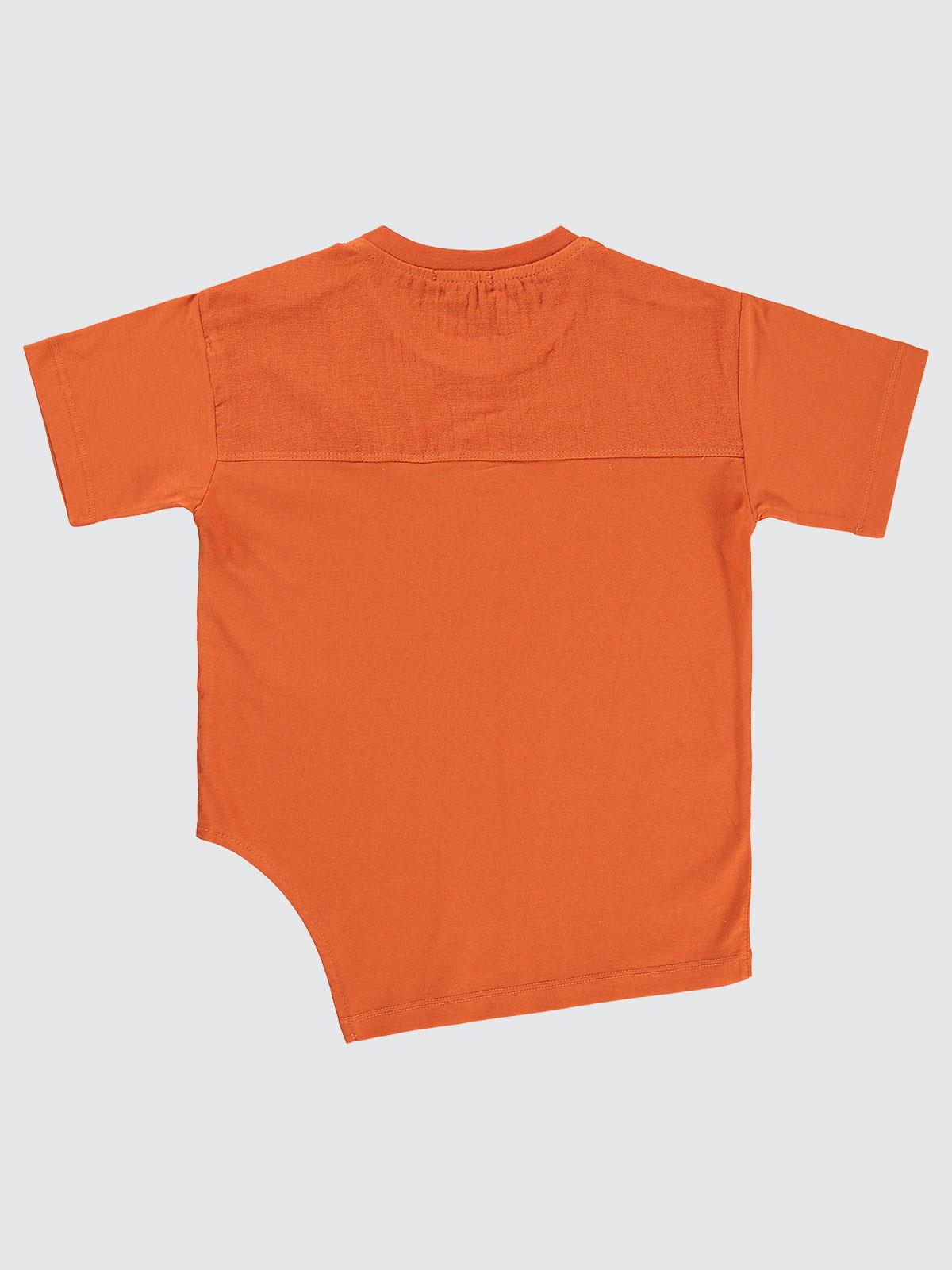 Civil Boys V Baskılı Asimetrik 6-9 Yaş Tişört - Turuncu