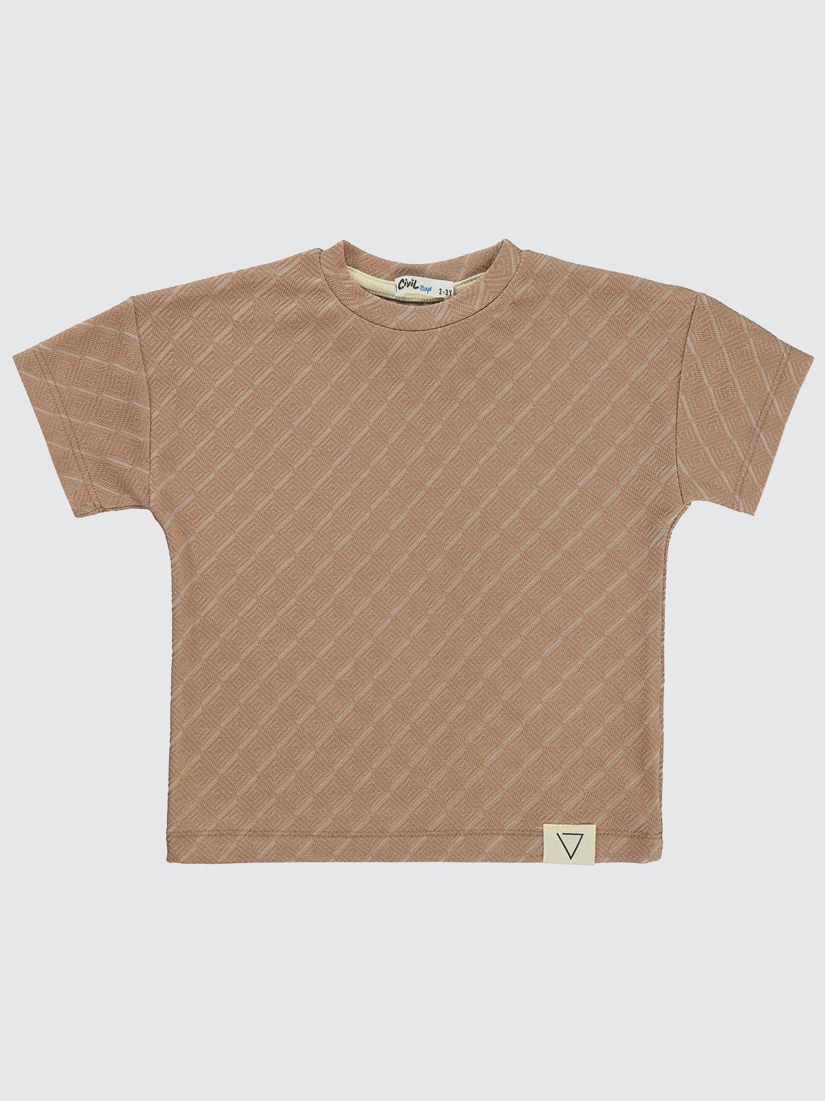 Civil Boys Baklava Desenli 2-5 Yaş Tişört - Kahverengi