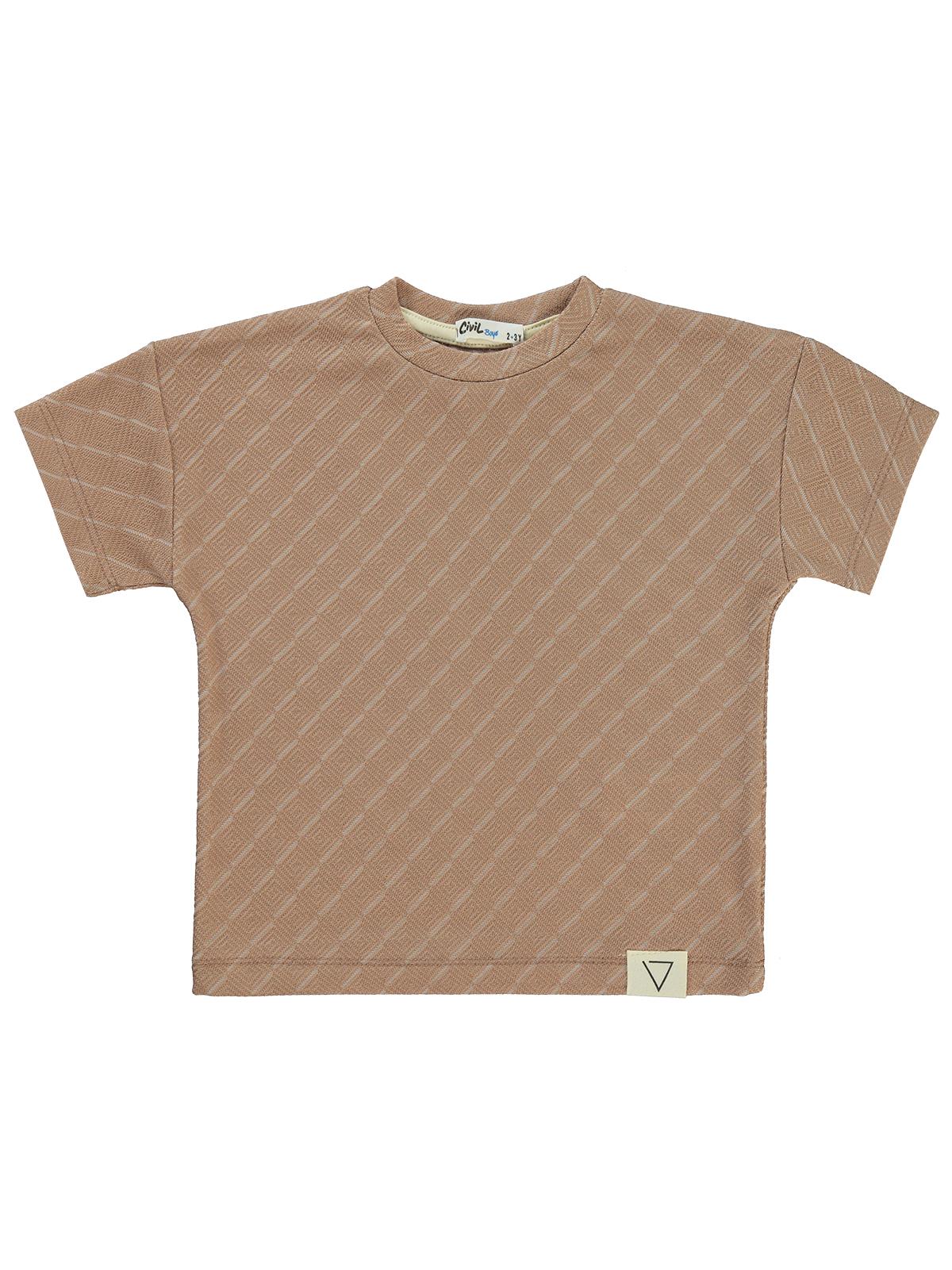 Civil Boys Baklava Desenli 2-5 Yaş Tişört - Kahverengi