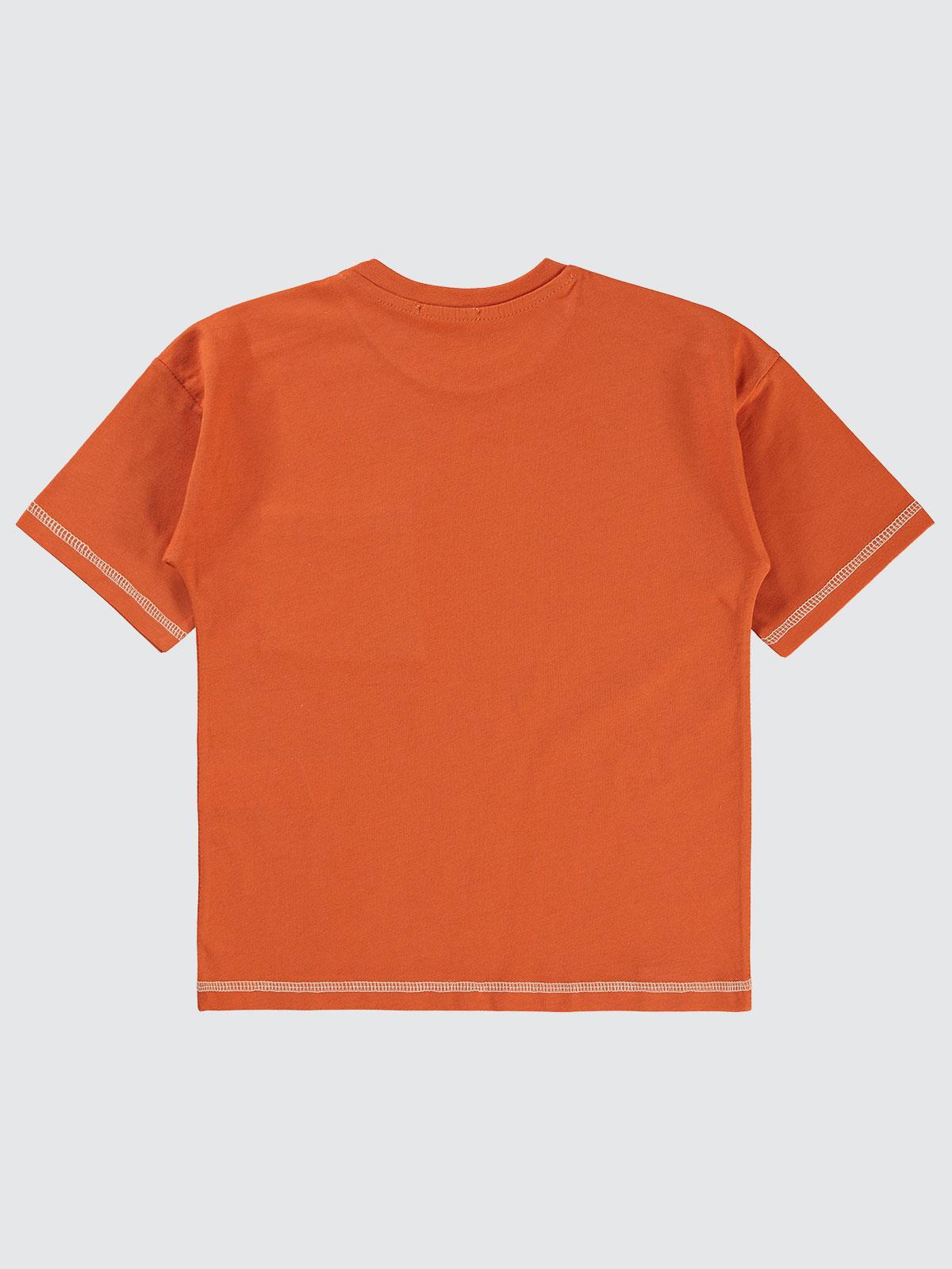 Civil Boys Dantel Cepli Süzine Dikişli 6-9 Yaş Tişört - Turuncu