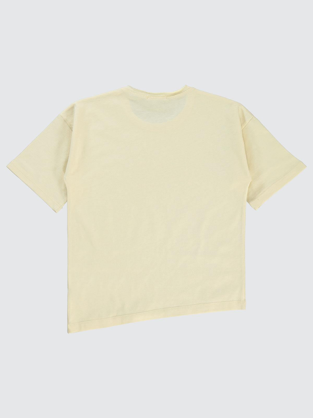 Civil Boys Victory Baskılı Asimetrik 6-9 Yaş Tişört - Bej